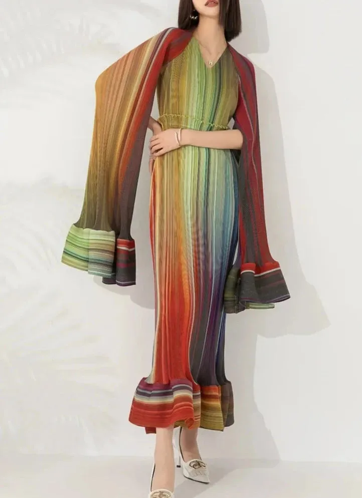 Women's Chic Pleated Sleeveless Midi Dress & Shawl Set