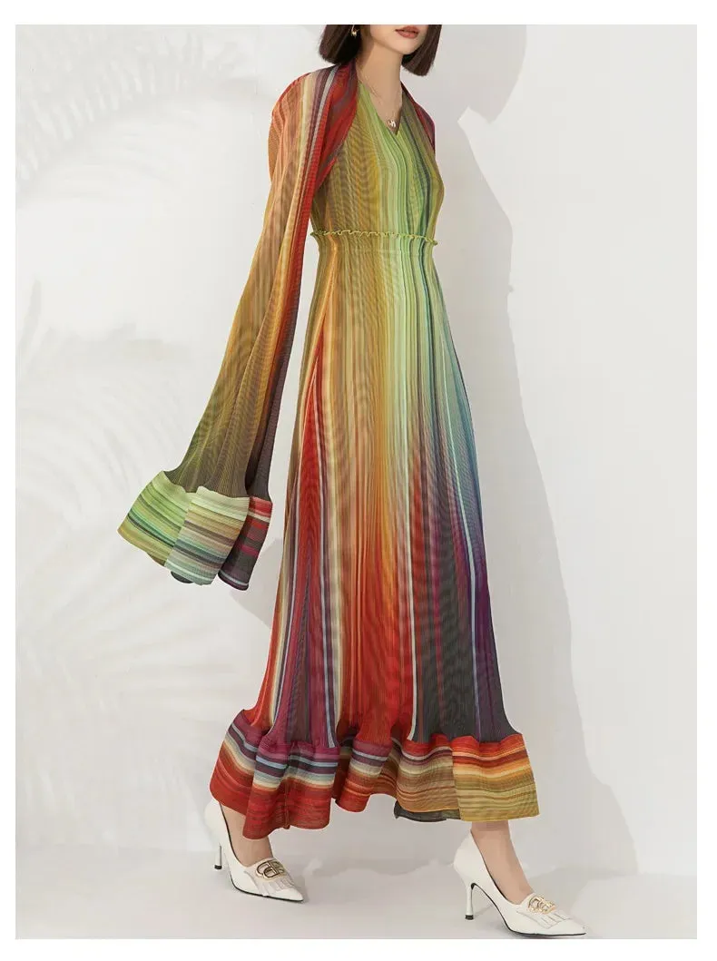 Women's Chic Pleated Sleeveless Midi Dress & Shawl Set